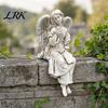 Retro Angel Garden Decoration Winged Statue, Resin Praying Figurine, Elegant Healing Courtyard Ornament Sitting Sculpture for Outdoor Indoor