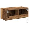 Wall Mounted TV Cabinet with LED Lighting Reclaimed Wood Look 80 x 35 x 31 cm Engineered Wood