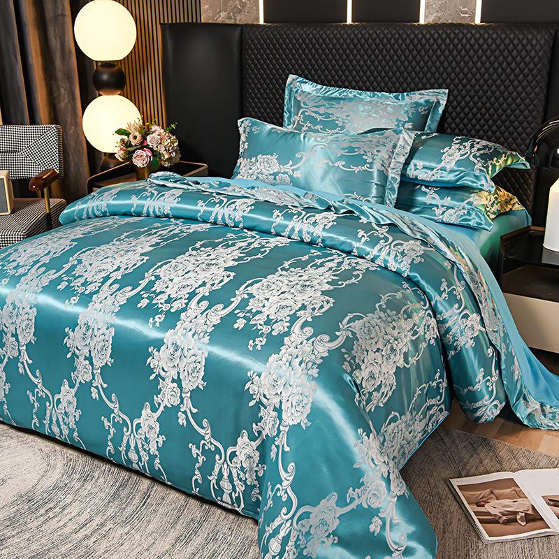 European Silk Cotton Jacquard Wedding Bedding Set - Four-Piece Duvet Cover Gift
