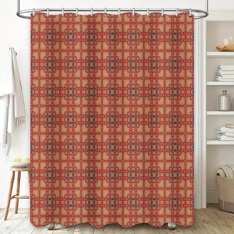 

Modern Bath Mat Design Printed Waterproof Non-Slip Shower Curtain For Bathroom Decor W60H190(CM)-1 Pcs