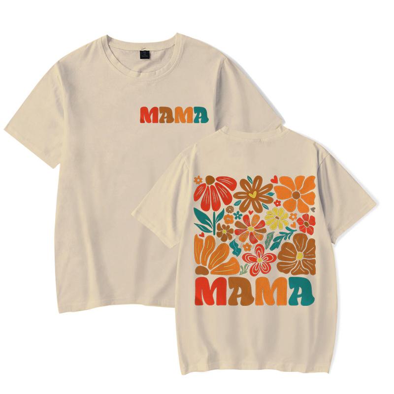 Hot Sale Women Clothing Mama Flower Boho Vintage T-Shirts Mother's Day Gift Funny Tee Tops Boho Floral Mama Short Sleeve T-shirt