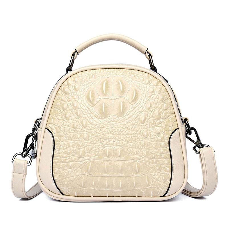 Vintage Crocodile-Embossed Leather Handbag Women's Top Handle Bag Adjustable Shoulder Strap Fashionable Unique Design
