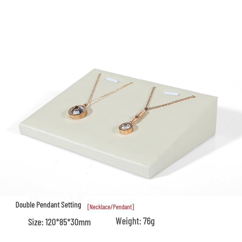 Beige PU Leather Jadeite Jewelry Display Stand for Rings and Pendants