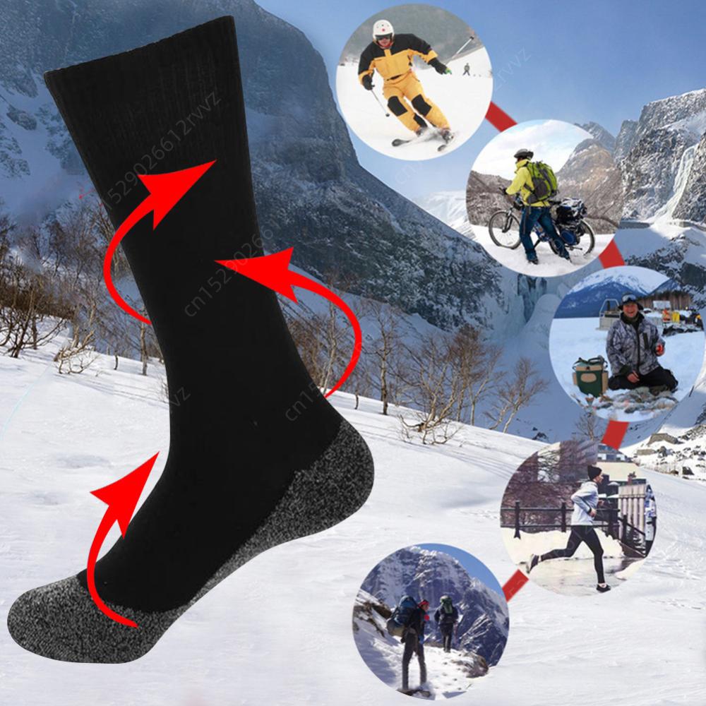 1/2Pairs Thermal Heated Socks Winter Self-Heating Socks Soft Elastic Thicken Anti-Slip Socks For Women Men Outdoor Ski Tube Sock