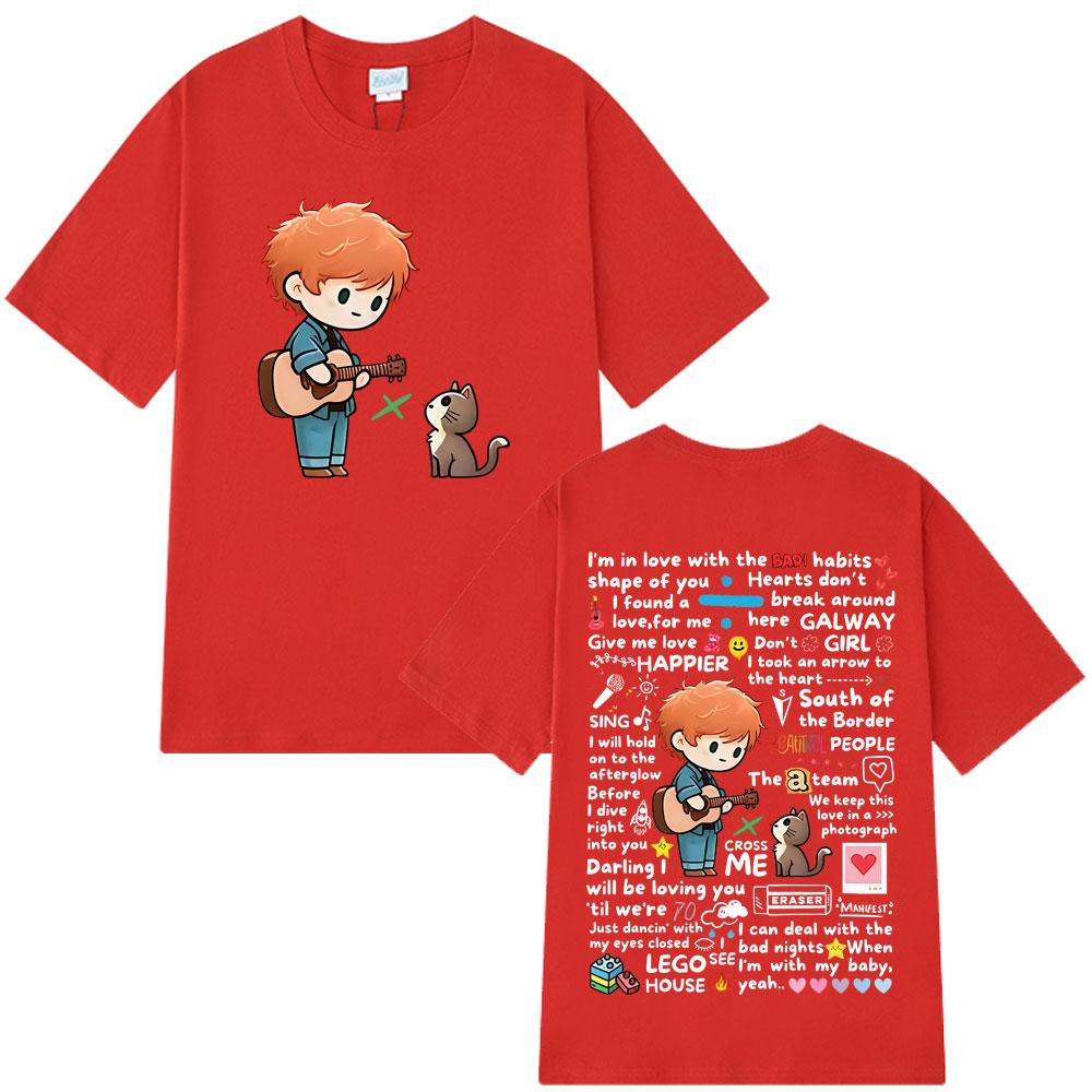 2025 Summer Ed Sheeran European Tour Graffiti Pattern Hot Sale T-Shirt Men Women  Harajuku 100% Pure Cotton Printed T-shirt Y2k