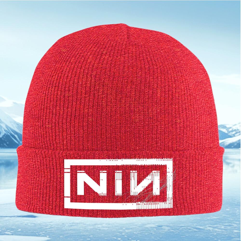 NIN Logo White Frame Bars Men Women Unisex Knitted Hat Beanie Pullover Cap Winter Thermal Warm Christmas Outdoor Cycling Hiking
