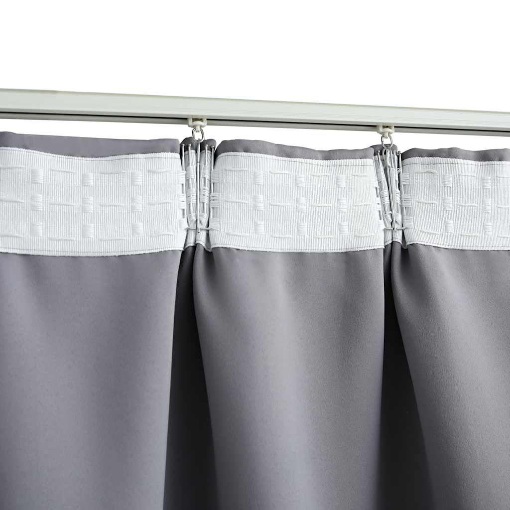 Blackout Curtain with Hooks Gray 290 x 245 cm