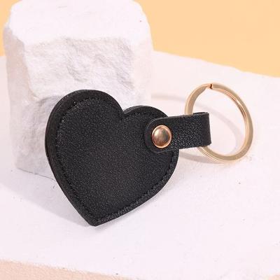 Car Key Holder Heart Shape Keychain Simple Colorful Pendant Classic Leather Heart Keyring  Unisex