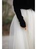 Jacquard Heavy Duty Mesh Midi Skirt: High Waist Large Swing Tulle Skirt