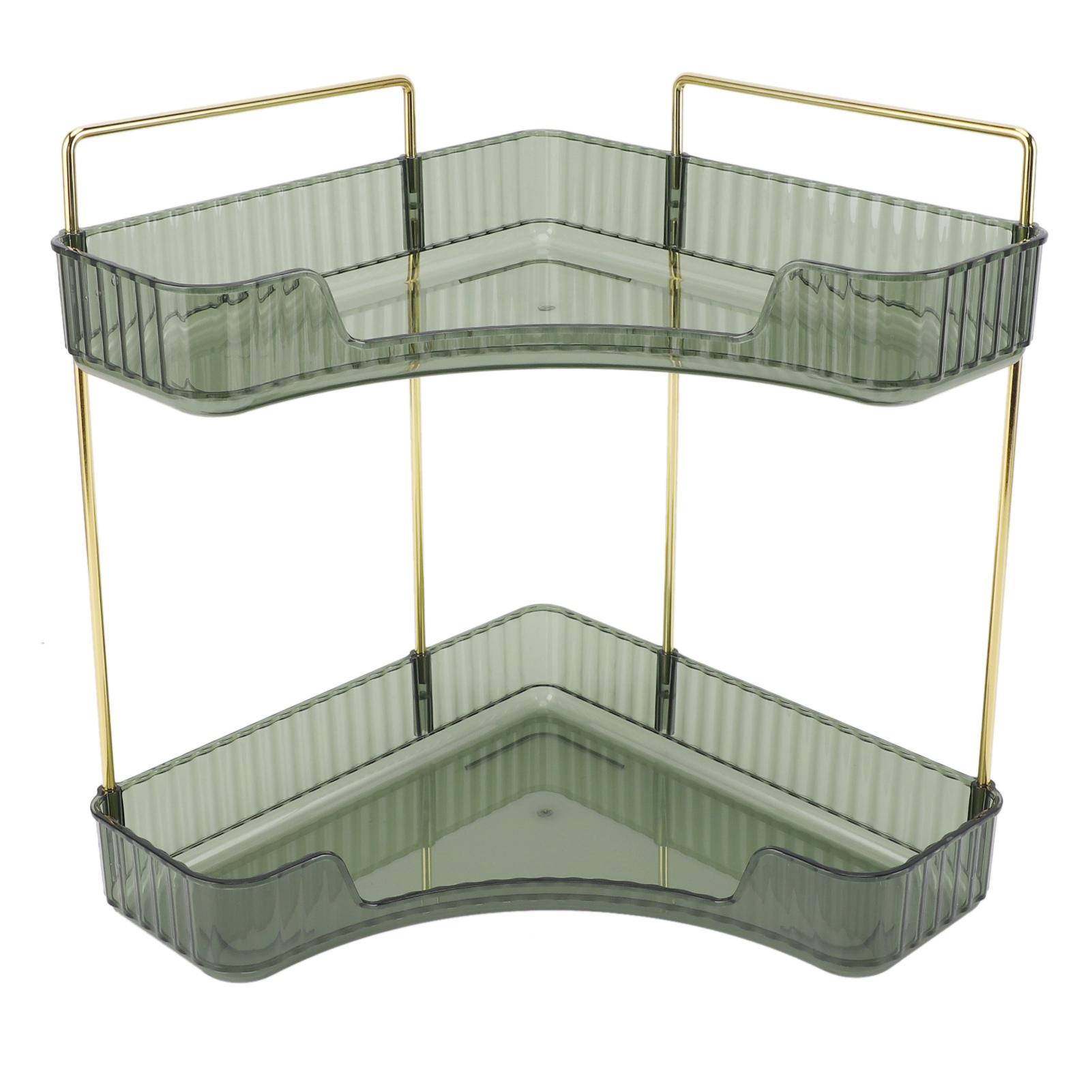 

2 Tier Corner Bathroom Countertop Organizer Space Saving Easy Assembly Metal Corner Countertop Shelf for Cosmetics Skin темно-зеленого