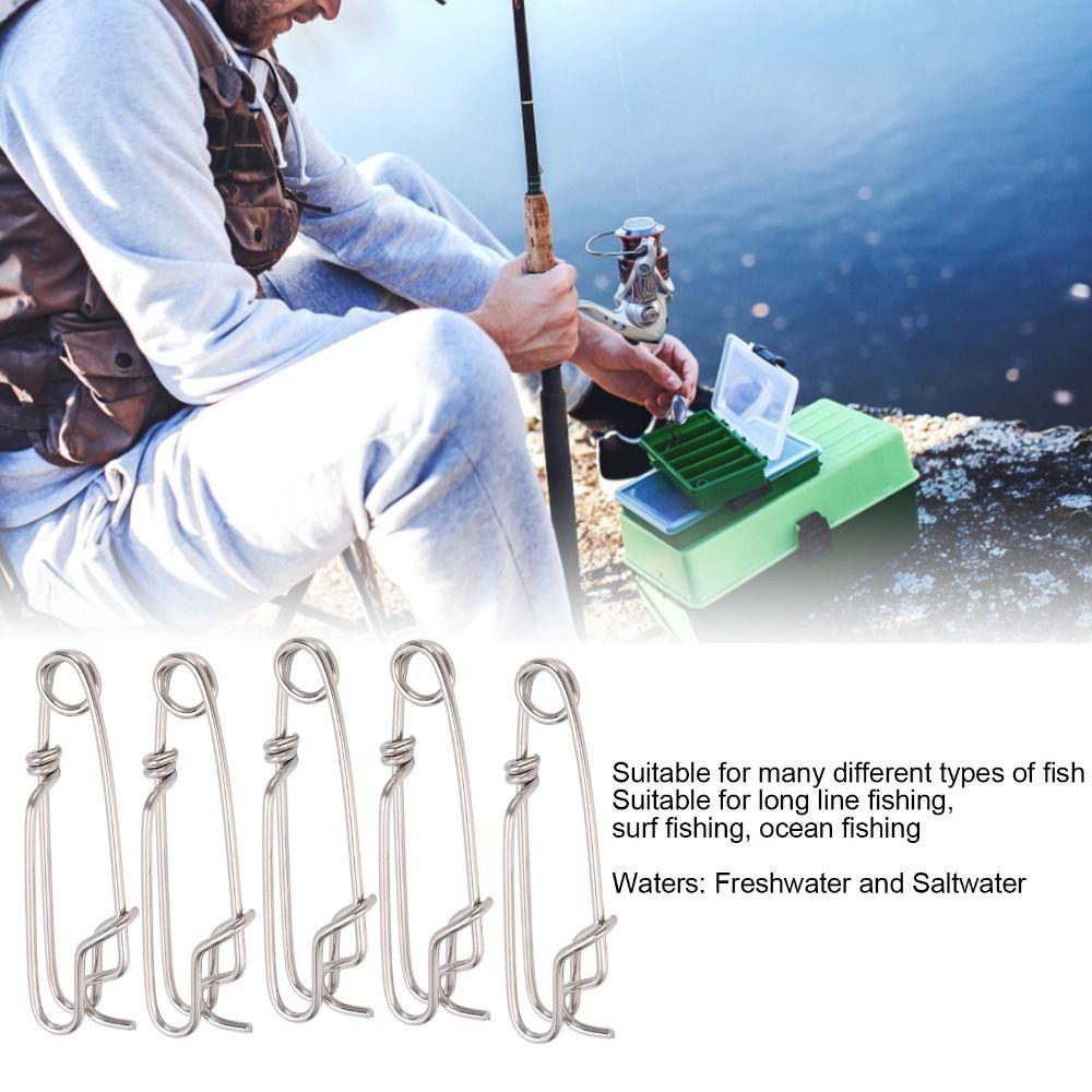 5PCS 5 Sizes Long Line Clips Easy On/Off Fishing Connectors Durable Closed Eye Pin  Tuna Fishing