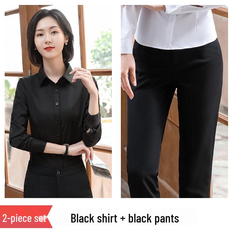 2025 Women's Non-Iron Long-Sleeve Slim Fit Business Shirt - Autumn Professional Micro-Elastic Workwear