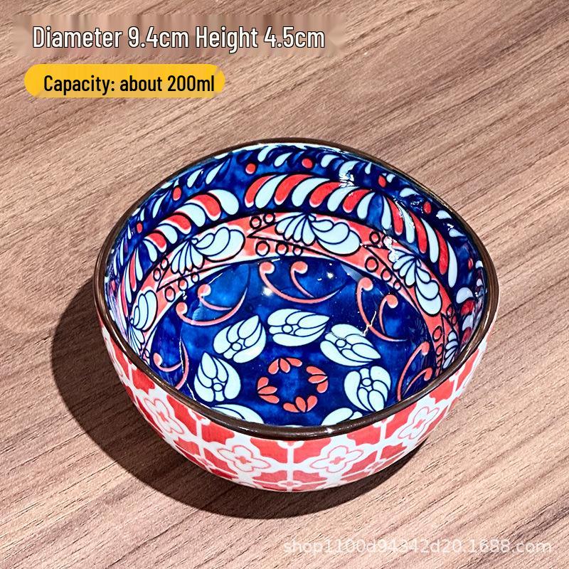 Bohemian Underglaze Ceramic Square Dish Set - Seasoning, Dipping, and Snack Use