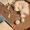 Lovely Plush Cartoon Sheep Hat with Warm Earflap Winter Activity Hat Lace Trim Pullover Hat Ear Protective Trapper Hat