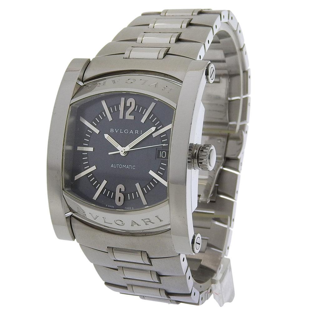 BVLGARI Assioma Watches AA48S Silver blackDial Stainless Steel Mechanical Automatic Analog display mens Used