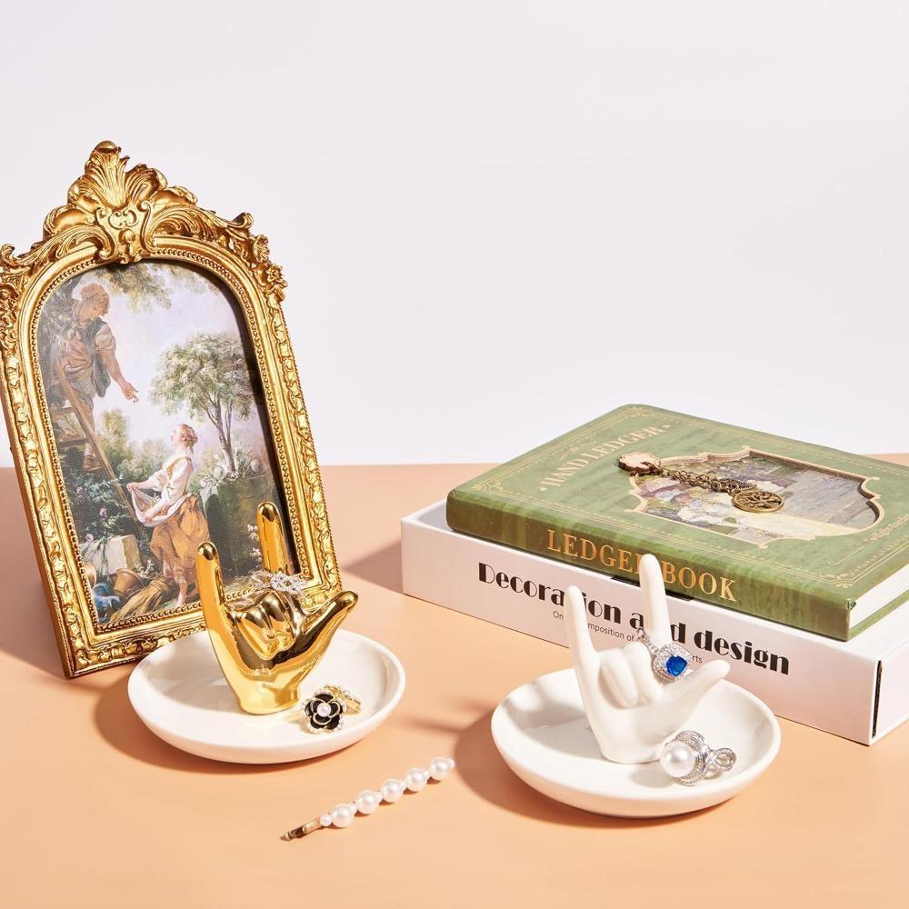 1pc Gesture Model, Jewelry Ring Organizer, Electroplated Craftsmanship, Perfect for Home Decoration and Ring Storage