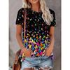 Women's Tee - Colorful Butterfly Pattern Graphic, Vibrant Dot Design for Casual Daily Wear