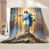 1PC Warm and Cozy Flannel Blanket, Cross Jesus Blanket, Sofa Bedroom Office Leisure Nap Cover Blanket, Machine Washable Blanket
