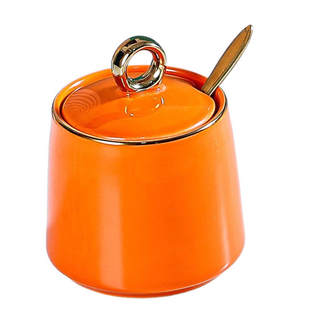 300ml Porcelánová Cukřenka Kořenka s Víčkem a Lžičkou Solnička Nádoba na Cukr Dávkovač pro Domácí Bar Kuchyňské Gadžety