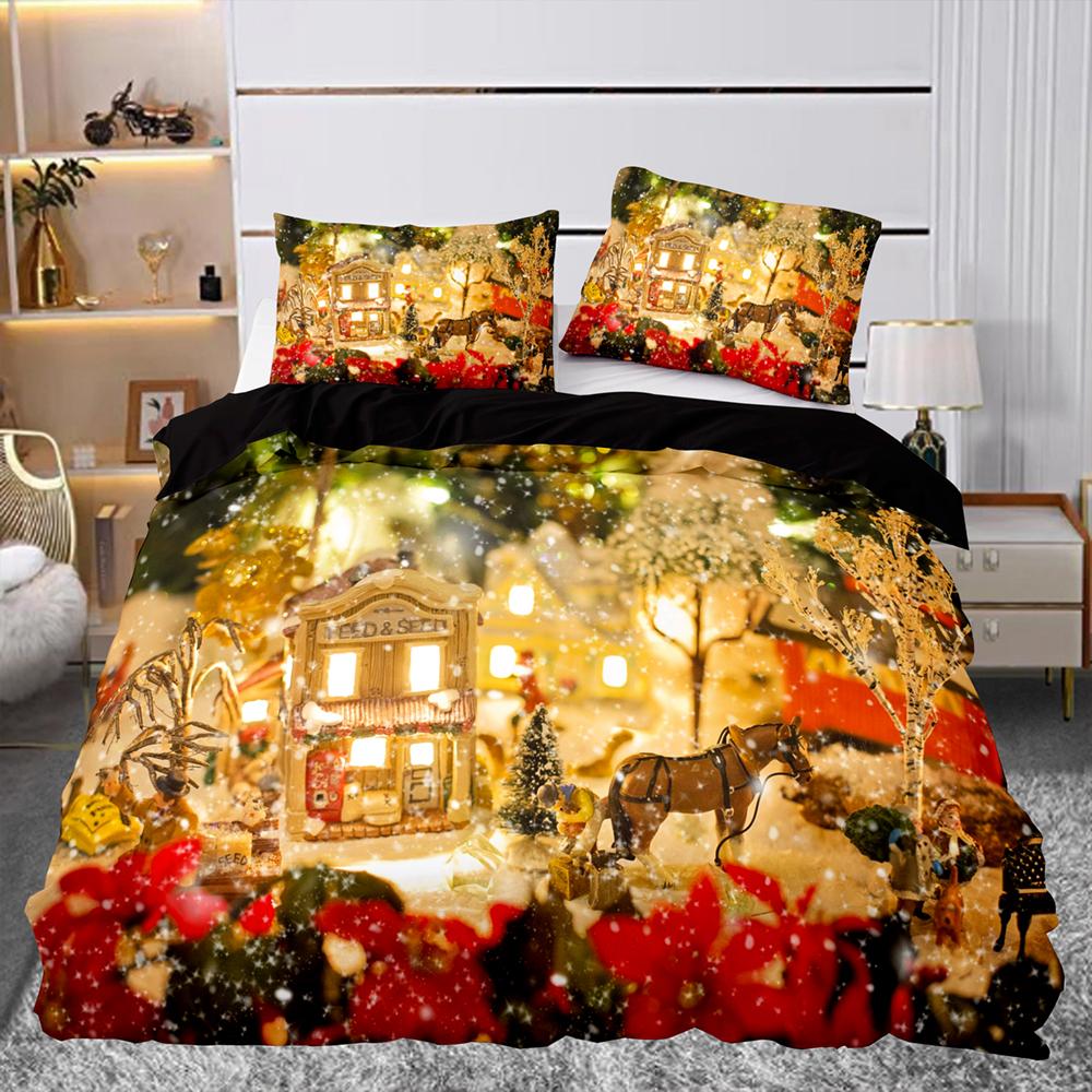 Рождественский подарок с узором пододеяльник комплект постельного белья для детей — фото 10