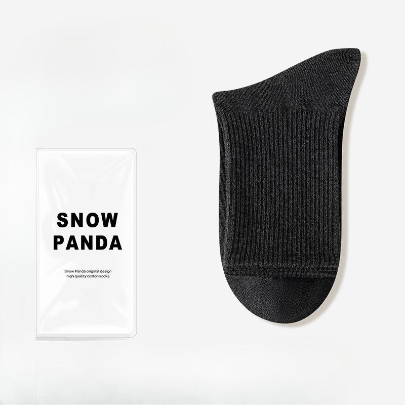 Men's Cotton Socks - Thick Socks for Autumn and Winter, Plain-colored Mid-calf Socks, Sweat-absorbing and Odor-resistant Business Socks