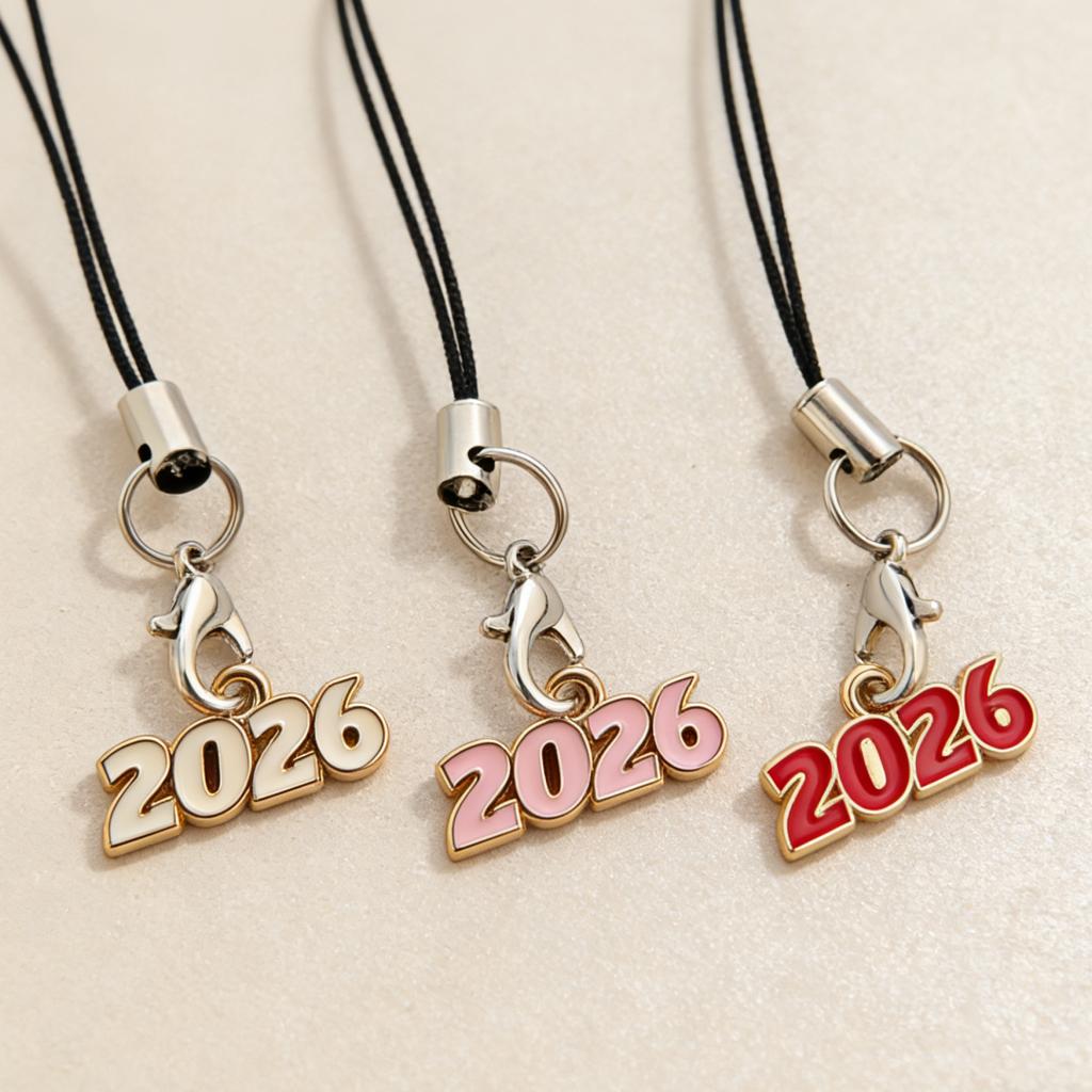 2026 Year Lanyard, Retro-Style Multi-Color Phone Charm, Portable Anti-Loss Lanyard, New Year Commemorative Decorative Item