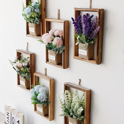 Creative Plant Photo Frame Wall Wall Decor Faux Flowers Wood 3D Photo Frame Wall Hanging