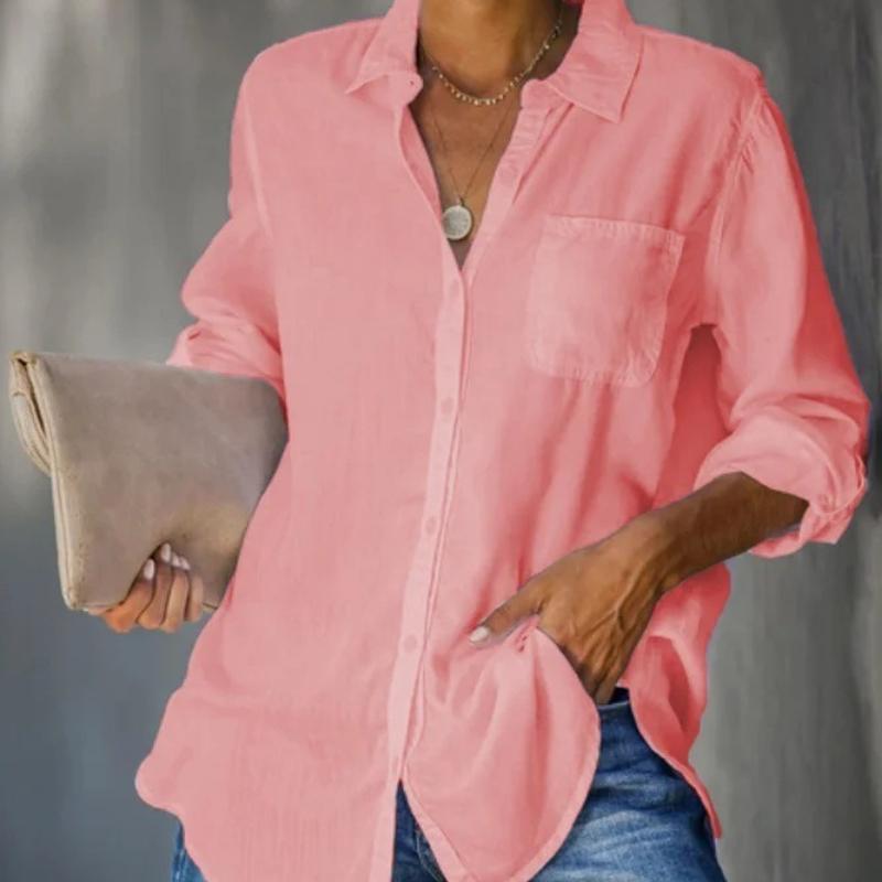 Women's Shirt Solid Color Casual Loose Breasted Shirt Women's Clothing