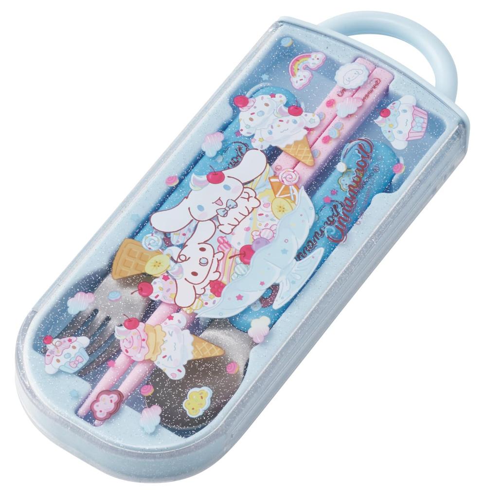Skater Bento Chopsticks Trio Set Sanrio Fancy Children's (Chopsticks, Spoon, Fork, 16.5cm) - Cinnamoroll, Snacks, Sweets, Girls, TACC2-A
