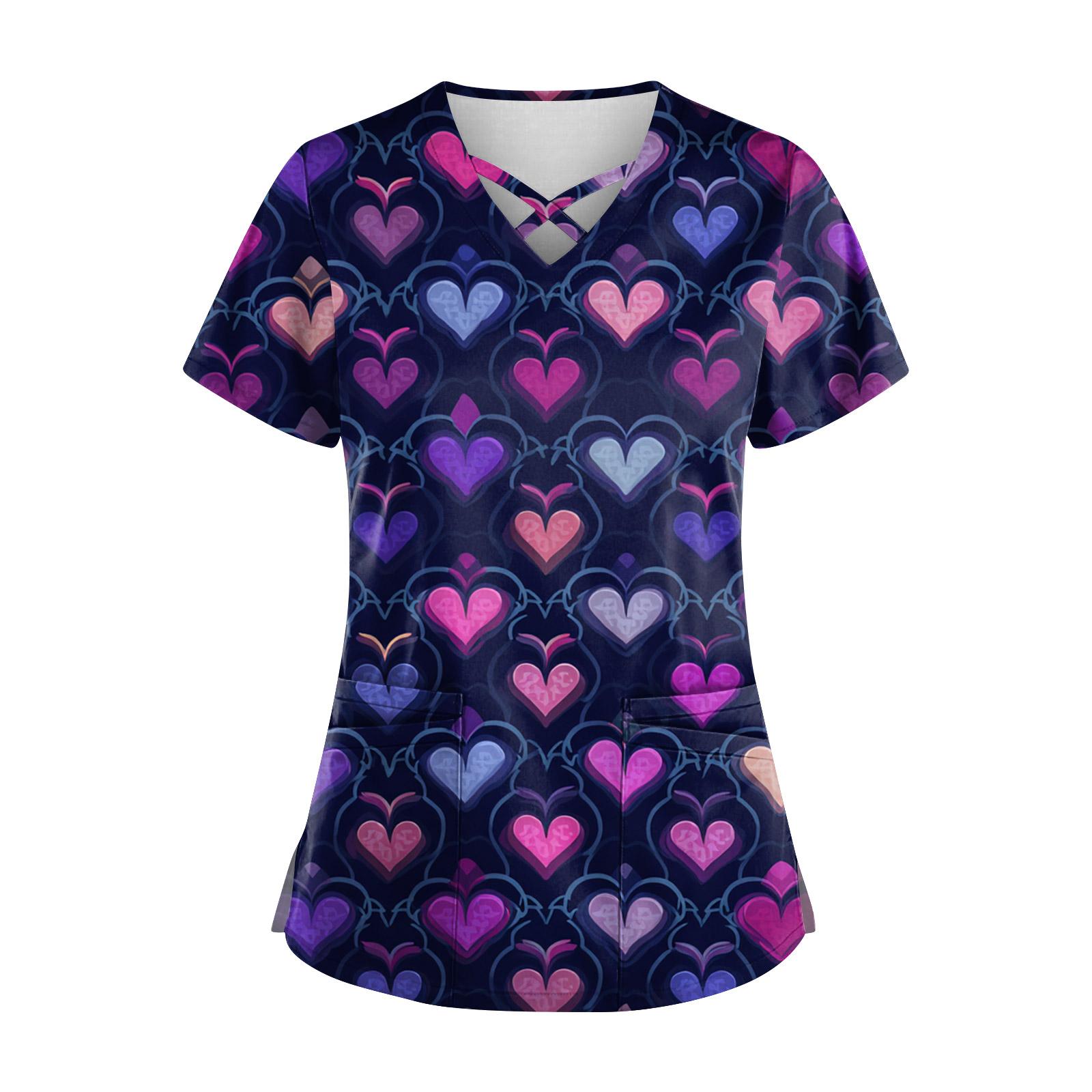 

Женский топ с коротким рукавом, ступенчатым V-образным вырезом, принтом и карманом, быстросохнущий XXXL