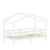 House Bed 90x200 cm, pine, house roof design, three-sided fall protection, slatted frame included, without mattress, color white, DE603090WT