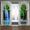 3D Print Blue Beach Sea and Natural Forest Drapes Window Curtain Bedroom Decorative Curtain 2 Panel for Living Room