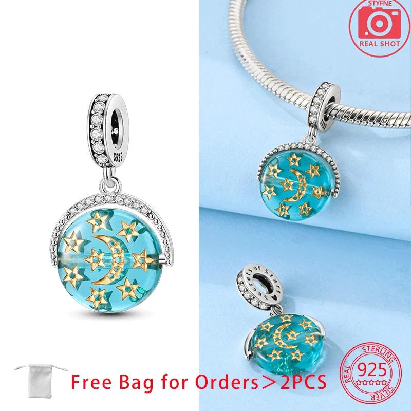 Zircon Moon Stars Planets Pendant Charm Bead Charms Bead Charms Compatible With Do It Yourself Women Copper Jewellery Authentic Bracelets Necklaces Fi