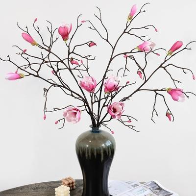 Large Artificial Magnolia Flower Handmade Real Touch Simulation Big Magnolia Realistic Plastic Fake Silk Flower Wedding Decor