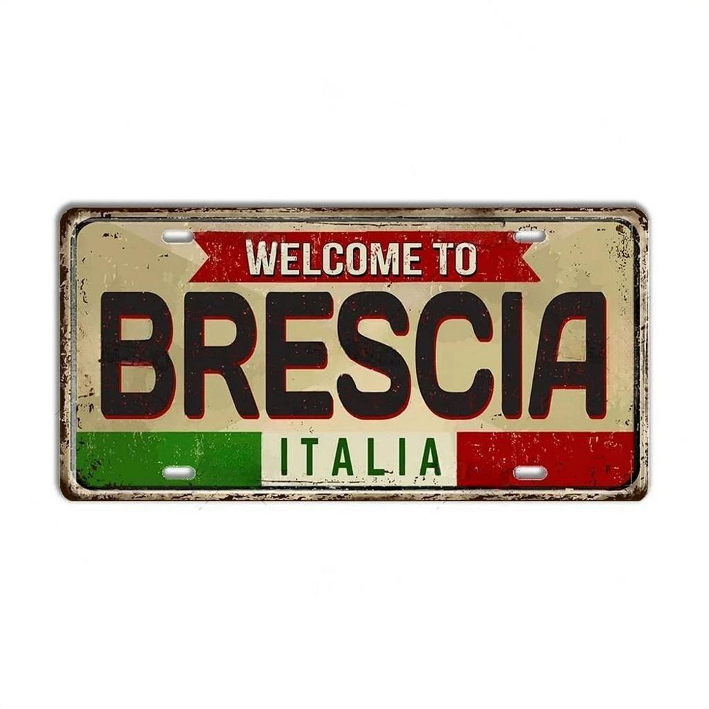 Mfoever Tin Italy License Plates for Wall Art Decoration Metal Tin Signs Vintage Tags Metal Automotive Signs For Cafe Bar Club Garage Pubs