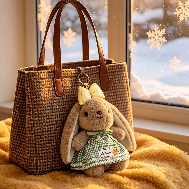 Plaid Skirt Lily Rabbit Doll: Cute Pendant Plush Toy & Girl's Bag Charm