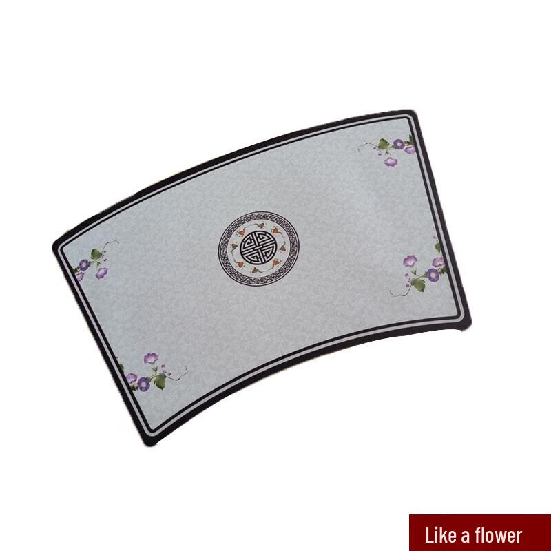 New Chinese Style Floral Fan-shaped Leather Placemat