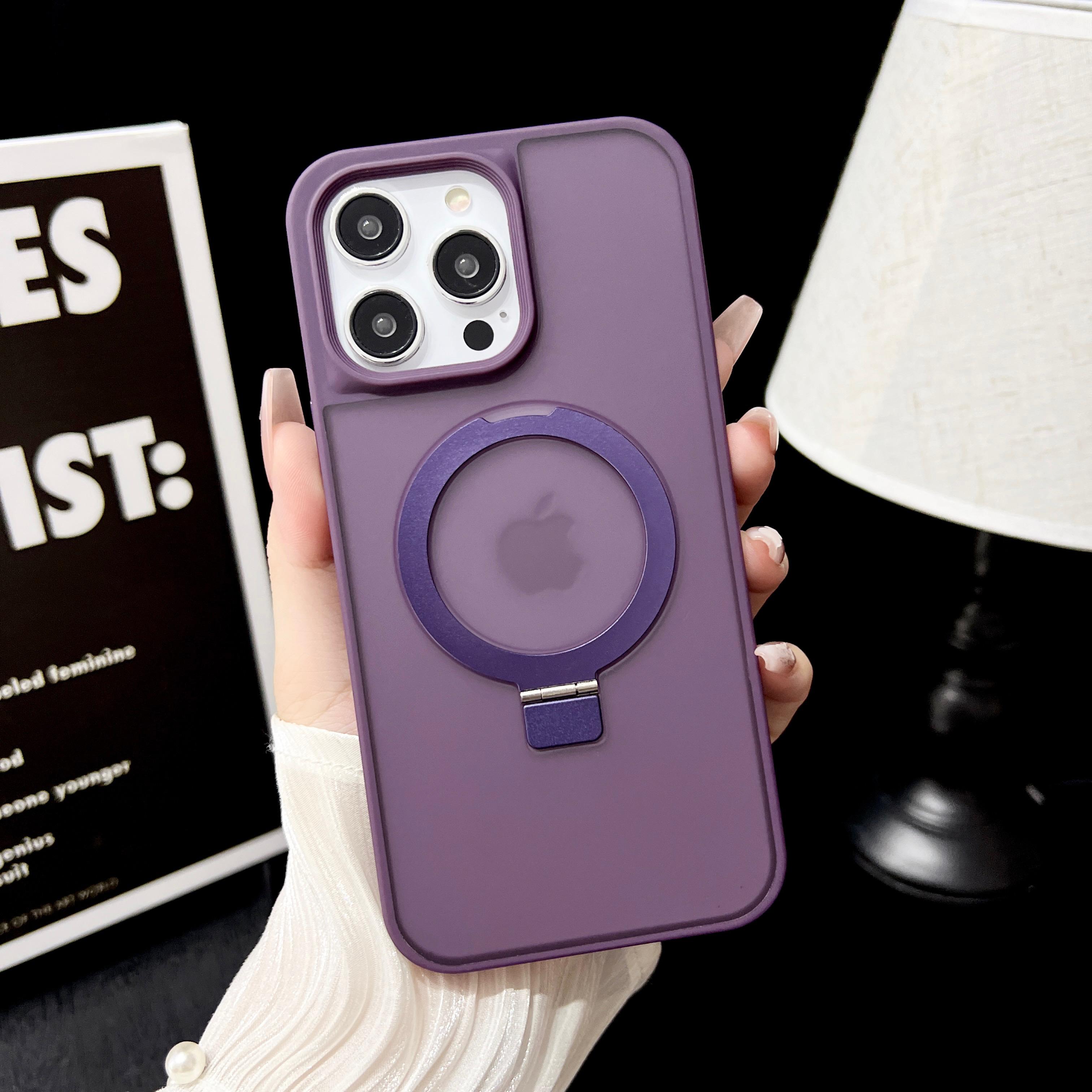 

For iPhone 16 Pro Max Case Compatible with MagSafe Skin-Touch TPU+PC Kickstand Phone Cover Dark Purple