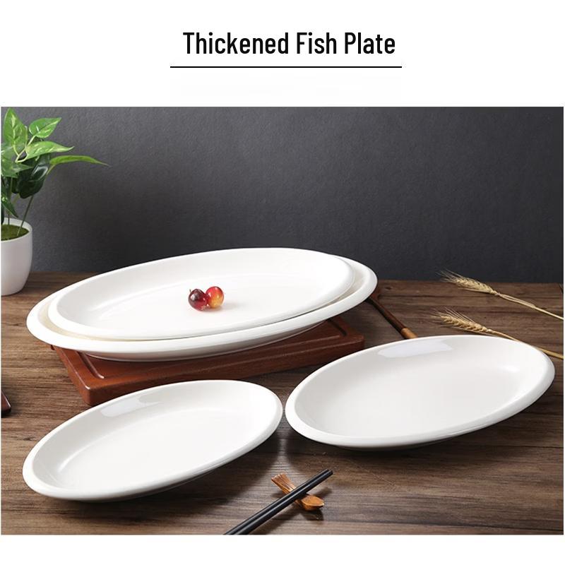 Zhi Shi Simple Ceramic 14-inch Oval Fish Plate