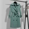Women Long Trench Coat Fashion Windproof Coat Double Breasted Trench Coats Green Belt Windbreaker Spring Autumn Female Outerwear