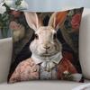 Retro Rabbit Portrait Pillow Case Short Plush Pillow Covers Sofa Decorative Gift Home Double-Sided Printing Cushion Cover