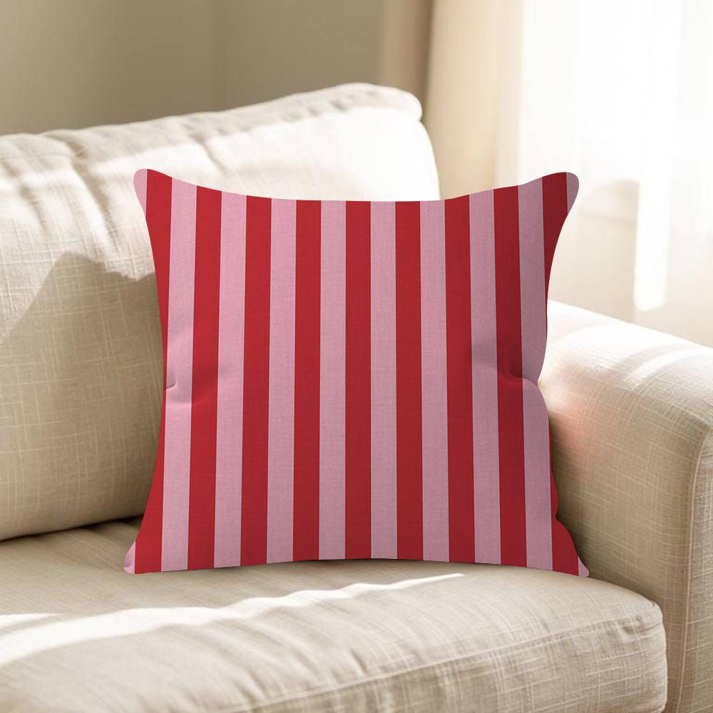 INS Rot-Pink gestreifte Kissenhülle Auto Überwurfskissenhülle für Sofa Auto Weihnachtsgeschenk 40x40cm 45x45cm