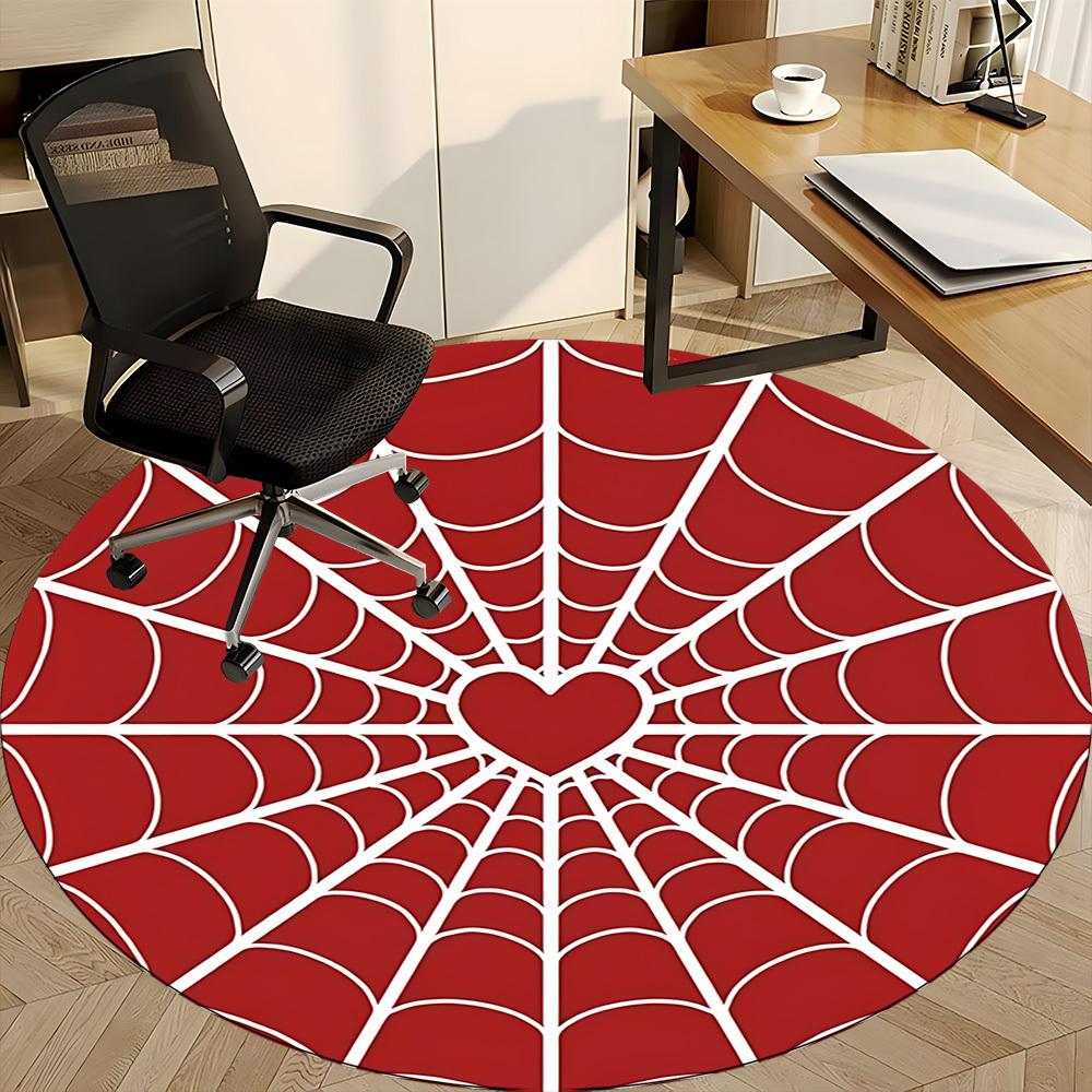 1pc Spider Web Heart Office Round Area Rug, Indoor Mat Suitable ForOffice, Under Office Chairs Bedroom Living Room Home Decor, D139