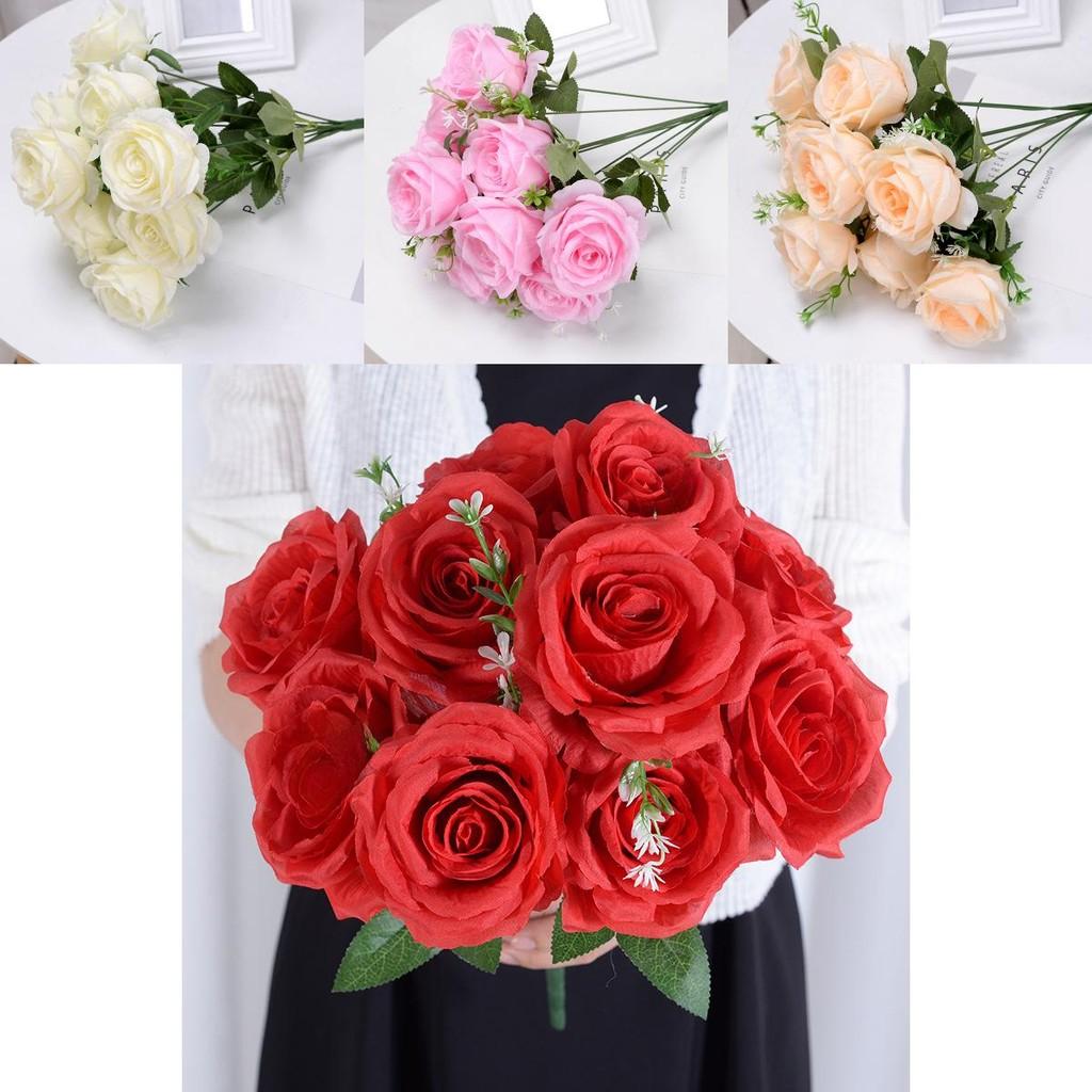 Artificial Rose Bouquet For Wedding Decor Home Hotel With Silk Flower Crafting