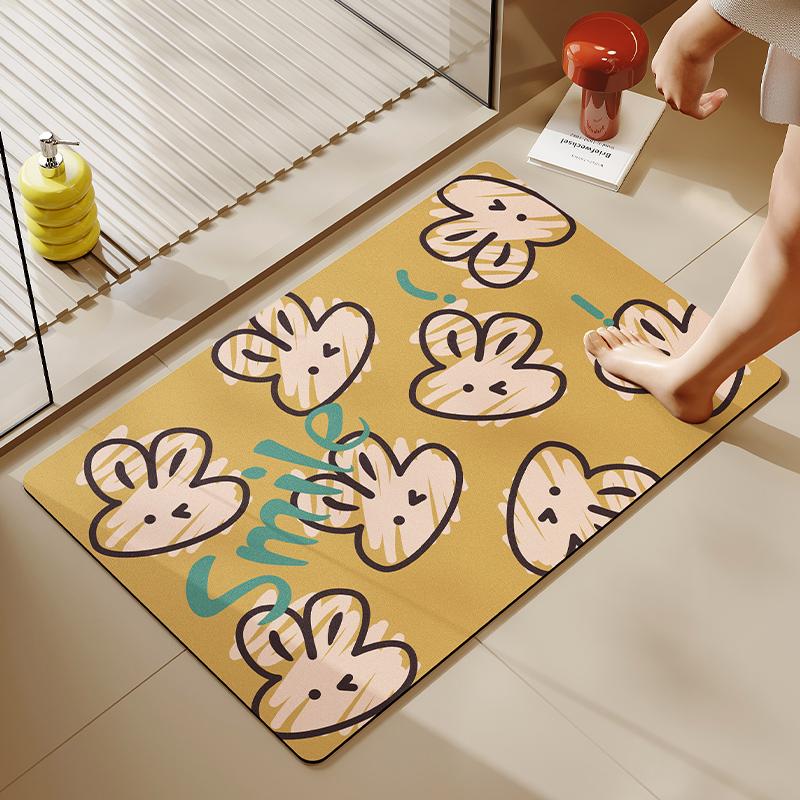 

Коврик для туалета Filin Rabbit Нескользящий коврик для пола Ковер для двери туалета Коврик для ванной Комнатный мягкий впитывающий коврик из диатомовой грязи Быстросохнущий коврик для ног 40x60cm15.7x23.6in