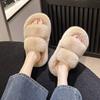 2025 Spring and Autumn New Small Muffin Thick Bottom Heightening Plush Fluffy Cotton Slippers Women Wear Home Fluffy Shoes