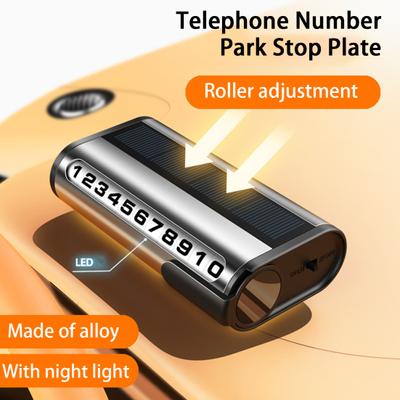 Parking Number Plate Solar Scroll Wheel Adjustment Glow-in-the-dark Car Styling Temporary Parking Card