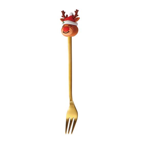 Nostalgie Christmas Fork/Spoon, Durable Stainless Steel, with Cute 3D Doll Decor Utensil, for Festive Home Restaurant H