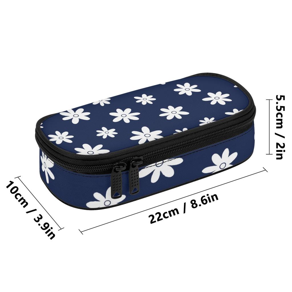 Pencil Pouch Large Capacity Printed Zipper Closure 300D Polyester with Mesh Pocket Removable Divider and Pen Slots for Boys Girls