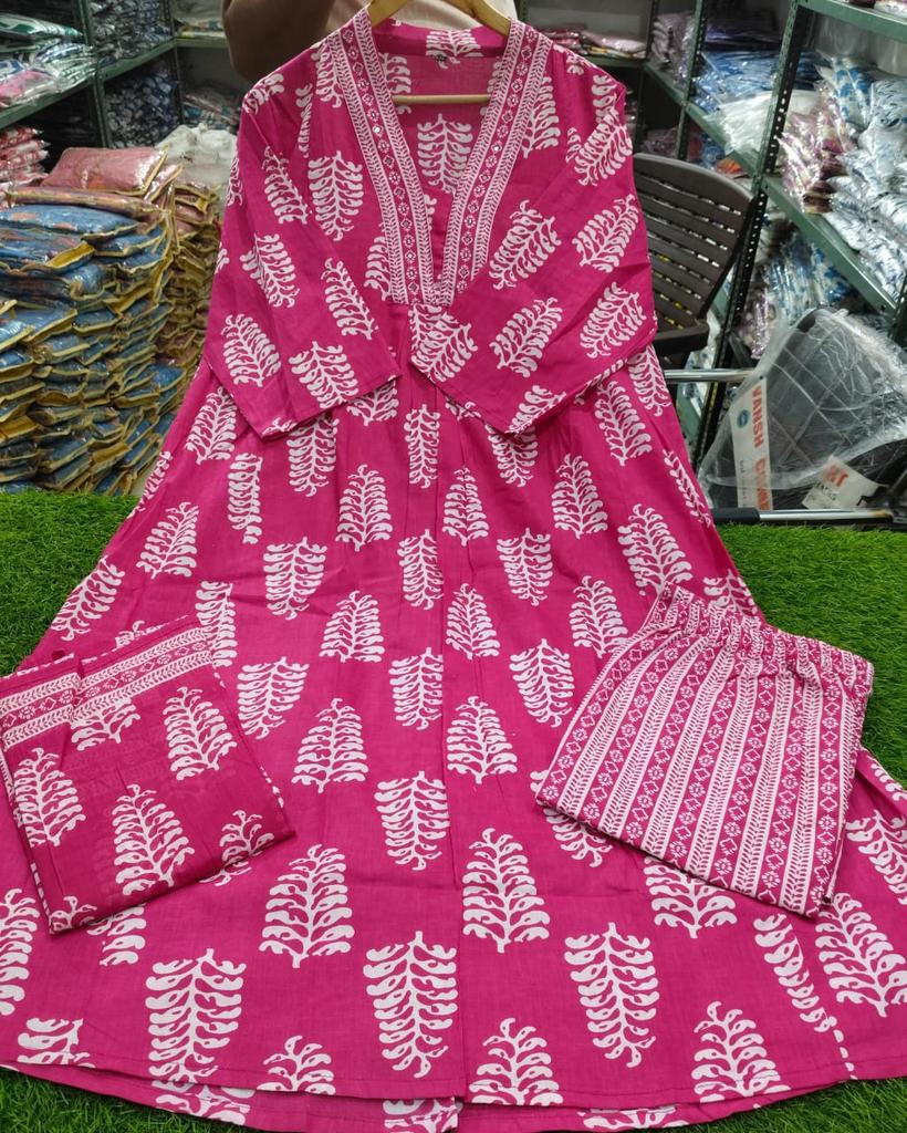 Beautiful Designer Tunic A-line Kurta Pant Dupatta Set Indian Women Kurti Salwar Suit Dress